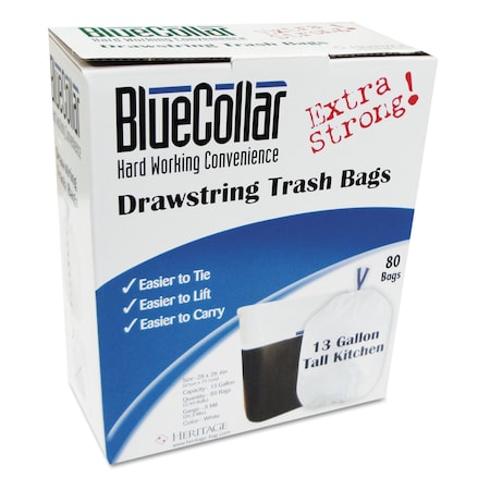 Bluecollar 13 gal Trash Bags, 33 in x 28 in, Premium, .80 Mil, White N4828EW RC1